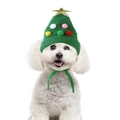 Christmas tree pet hat with golden star and colorful pom-poms for dogs and cats - Green Christmas Tree Shaped Pet Hat (B31105)