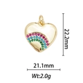 Détail du pendentif cœur plaqué or 18 carats avec oxydes de zirconium et dimensions - Pendentif Cœur Doré avec Zirconia Arc-en-ciel (DZ-164)