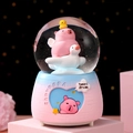Pink and blue gradient Capybara crystal ball music box with glitter and brick base - Style 80 / Sweet Dream Capybara Pink - No.80