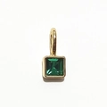 Square gold birthstone pendant with deep green emerald glass stone for DIY jewelry - Gold - May