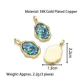 Irregular oval copper pendants with 18K gold plating and colorful faux opal inlay - Pendant I (Blue-Green)