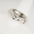 Polished silver irregular open bangle with minimalist hinge design on stone - Bold Geometric Mirror Bangle (SL264) / Silver