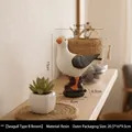 Sculpture d'oiseau de mer marron en résine sur étagère avec décor de plantes - 14x15cm / Style B-Marron
