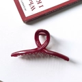 Glossy burgundy red minimalist shark hair claw clip in a cross-twist design - 14# Cross Style 13cm