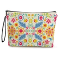 Borsa trucco messicana in tela con stampa floreale colorata e cinturino da polso nero - Modello Floreale Arte Popolare Multicolore (Stile 3)