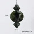 Dark green honeycomb paper Christmas tree ornament with 15cm height and hanging string - 15CM Small Green Style D