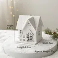 White snowy wooden miniature house ornament for Christmas tree decor, size 9.5x8.5x7cm - Large