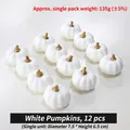 Set of 12 white artificial pumpkins with gold stems for Halloween decor, 7.5x6.5cm - Premium Pumpkin (White) 12PCS