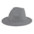 Detailed close-up of dark grey wool felt fedora with flat brim and metal belt trim - Adult 56-60cm / Thickened and Hardened / Light Gray