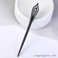 Minimalist black ebony wood hair stick with hollow teardrop top, length approx. 17cm - Ebony - C07