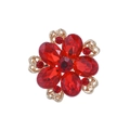 Elegant red crystal daisy flower brooch with gold plated openwork metal base - Red Crystal Flower