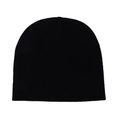 Classic plain black knitted beanie hat for outdoor warmth in a minimalist solid style - Black