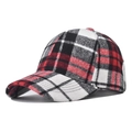 Casquette de baseball épaisse à carreaux rouge, blanc et noir pour hommes et femmes avec visière - Réglable / Pied-de-poule Rouge