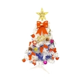 Deluxe mini desktop Christmas tree with white and blue foil branches and festive ornaments - 30cm White Tree with Accessories No Light