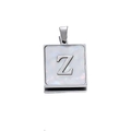 Square 22mm stainless steel pendant with letter Z in shimmering mother of pearl inlay - Steel Z