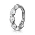 Silver marquise-cut zircon hoop earring with a hinged opening on white background - 8mm / Style CC037-2 / Marquise Hoop / White Gold