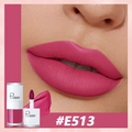Pudaier matte velvet lip glaze in dark pink shade E513 showing model lip effect - E513