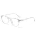 Occhiali da sole rotondi trasparenti classici con stanghette minimaliste e modello E2112 - Montatura Bianca Trasparente (Anti-Luce Blu)