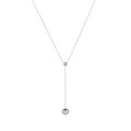 Minimalist S925 sterling silver Y-shaped bead necklace with polished drops on white background - Silver