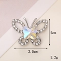 Detailed view of rhinestone butterfly charm with dimensions 2cm height and 2.5cm width - D605 AB Crystal Butterfly