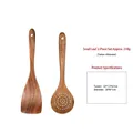 Natural acacia wood spatula and slotted spoon set with long handles and hanging holes - Confusa Acacia 2-Piece Set / Approx. 210g