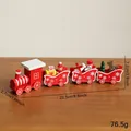 Classic red and white painted wooden Christmas train ornament with festive figurines - 22CM Red Mini Train