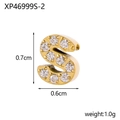 Gold letter S pendant with pavé zircon stones, size 0.7cm by 0.6cm, for DIY jewelry - Drilled And Diamond-set Letter S (hole Inner Diameter 0.2cm)