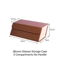 Custodia pieghevole in pelle marrone per occhiali da sole con 2 scomparti beige - 2 Slot Senza Maniglia / Marrone