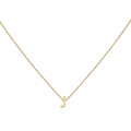 Close-up of minimalist 18K gold letter J pendant on a fine link chain necklace - Gold J