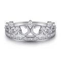 Elegante anello a corona in argento 925 con pietra centrale brillante e pavé di zirconi - TL-245 / Taglia US 5