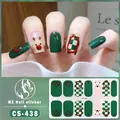 Detailed view of Christmas nail wraps featuring reindeer, red-green plaid, and heart patterns - CS438