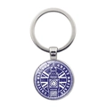 Silver metal keychain with round Union Jack and Big Ben pendant in blue vintage style - Blue Big Ben