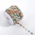 Colorful daisy stainless steel chain with 18K gold plating for DIY jewelry making - Steel + Multicolor