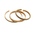 Three-piece gold plated roman numeral and twisted cable cuff bracelet set for men - Three-Piece Set / Gold 3-Piece Set Style 10