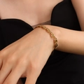Fashionable gold-plated chunky chain link bracelet worn by a model for a chic ins style - Golden Textured Chain Bracelet (15+5cm) / Gold