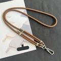 Adjustable 8mm brown braided crossbody phone lanyard with silver metal clip and pad - 8mm Dual Adjustable / Dark Coffee