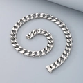 Silver stainless steel Cuban link necklace with flat geometric cut and snap clasp - Box Clasp (13mm Width) / 45cm / Steel