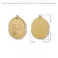 Détail du pendentif Good Luck en acier inoxydable doré avec dimensions et poids - VG385-Rond Lettrage Good Luck (20x15mm)