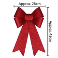 Large red glitter Christmas bow ornament with double fishtail, size 28cm x 43cm - Red / 28cm*43cm