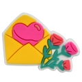 Cartoon envelope with pink roses and heart shoe charm accessory for clog decoration - EU 26