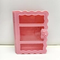 Scatola portaoggetti rosa a forma di libro con finestre glitterate e fibbia a rosa 3D - Rosa