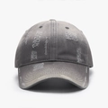 Distressed washed dark gray baseball cap with vintage worn details for outdoor style - Smoke