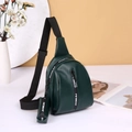Green PU leather chest bag with black adjustable strap and matching small coin purse - Green