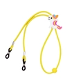 Detail of yellow kids glasses lanyard with unicorn slider and non-slip rubber loops - Yellow Unicorn