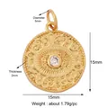 15mm Böser Blick Glücksbringer-Anhänger in Gold-Finish mit glänzendem Zirkon-Inlay - L559886-Gold Vintage Muster Anhänger