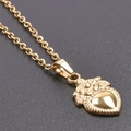Collar de acero inoxidable chapado en oro de 18k con colgante de corazón y flores - Colgante con Collar / Dorado