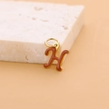 Golden titanium steel letter H pendant with brown enamel inlay for DIY accessories - Enamel Letter-H