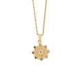 Golden stainless steel heart necklace with blue evil eye pendant and colorful gemstone - Octagonal Starburst Colorful Gem Evil Eye Style (7#)