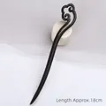 Minimalist black sandalwood hair pin with cloud pattern carving, length approx 18cm - As You Wish