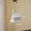 White snowy church hanging ornament with gold chain for Christmas tree decor 13cm - Snow House